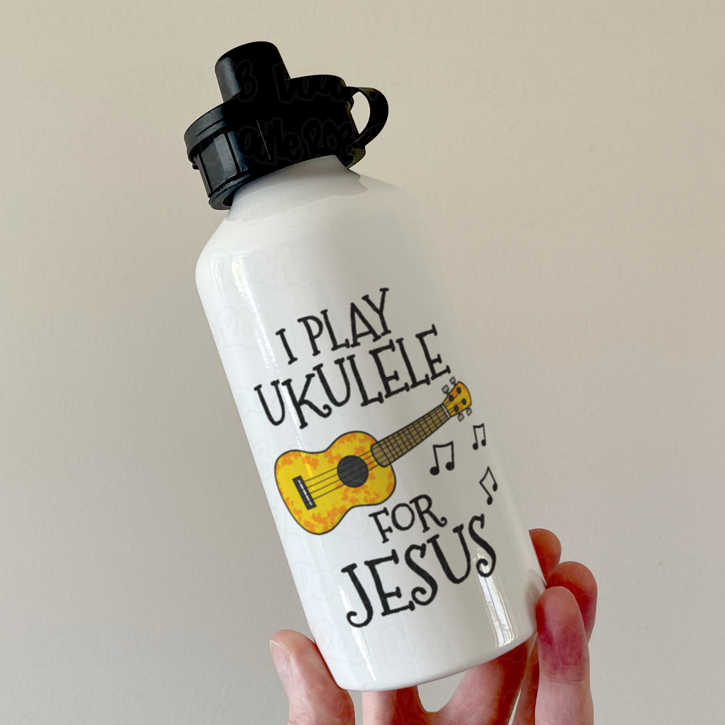 Christian Ukulele Water Bottle - I Play Ukulele For Jesus - Church Ukulele Player