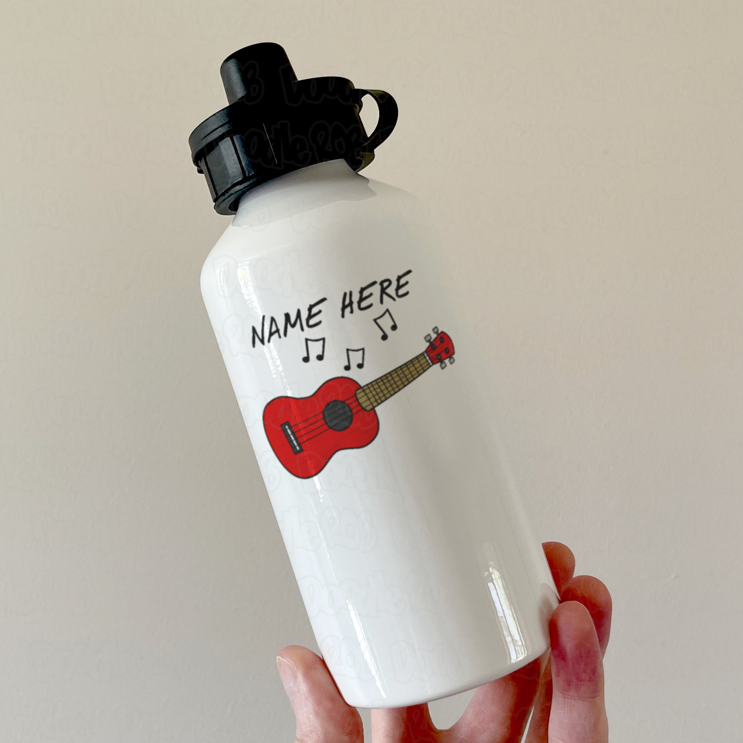 Ukulele Personalised Water Bottle - Ukulelist Custom Water Bottle - Music Teacher Gift