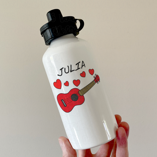 Personalised Ukulele Water Bottle - Ukulelist Custom Gift - Uke Player Water Bottle - Wedding Musician Water Bottle