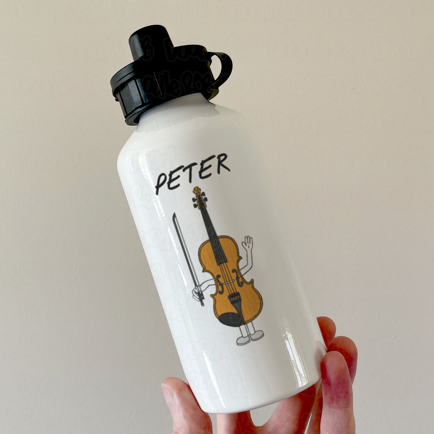 Violin Cartoon Personalised Water Bottle - Violinist Custom Gift - Violin Gift For Kids - Funny Music Teacher Water Bottle