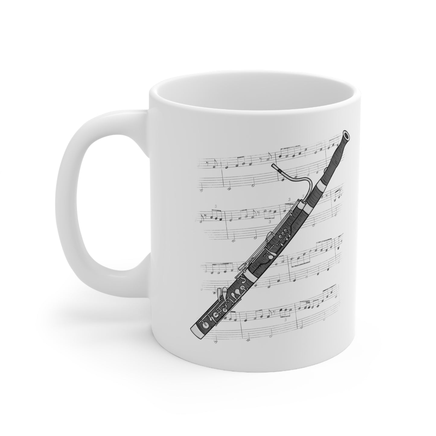 Bassoon Music Notation Mug - Gift For Bassoonist - Woodwind Musician Gift