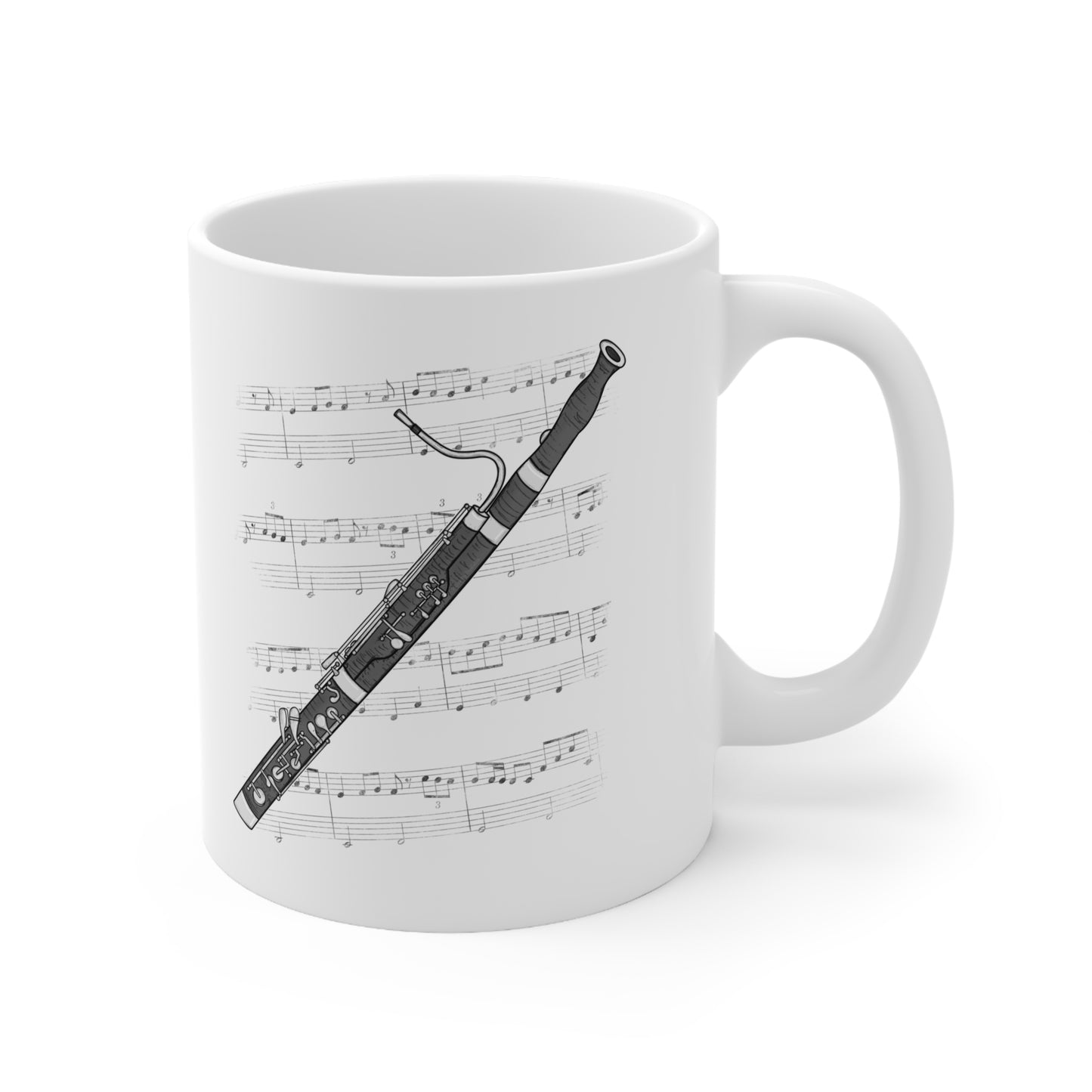 Bassoon Music Notation Mug - Gift For Bassoonist - Woodwind Musician Gift