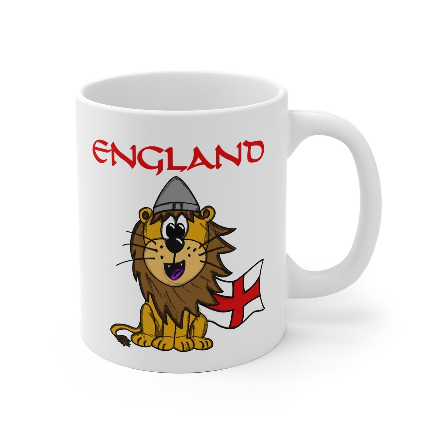 St George's Day Mug - Lion With English Flag - Patriotic England Mug