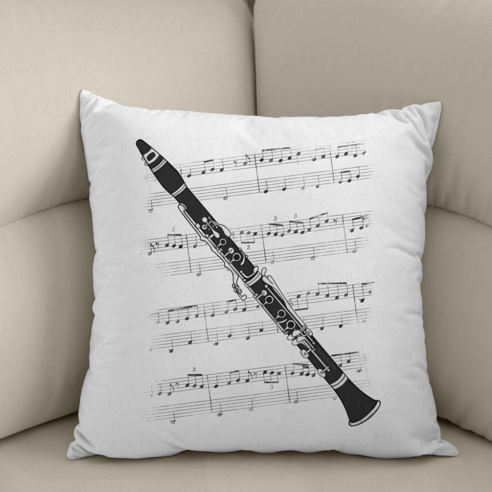 Clarinet Cushion - Clarinetist Gift - Musician Home Decor - Woodwind Musician Gift