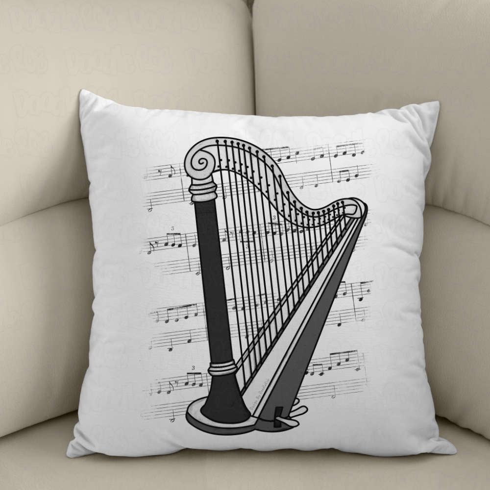 Harp Cushion Harpist Gift String Musician Home Decor Home