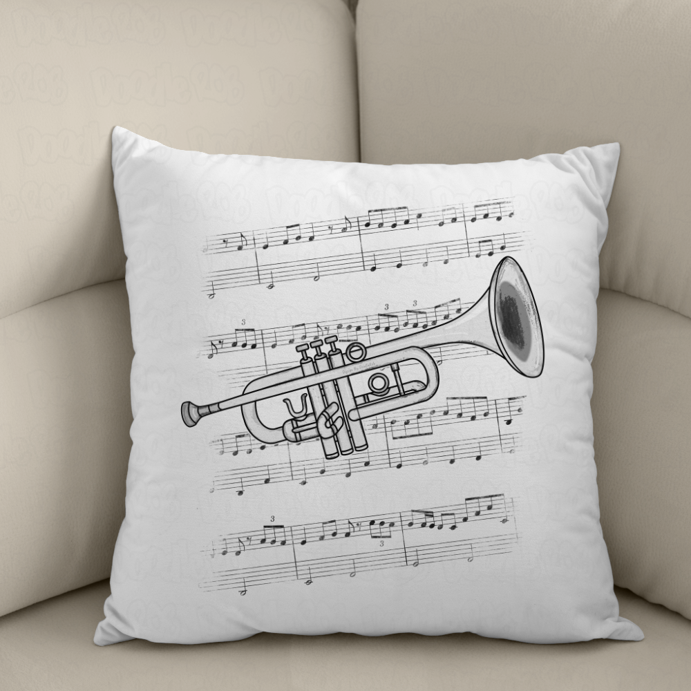 Trumpet Cushion - Trumpeter Gift - Musician Home Decor - Brass Musician Gift