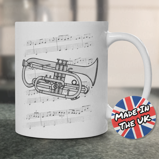 Cornet Music Notation Mug - Gift For Cornetist - Brass Musician Gift