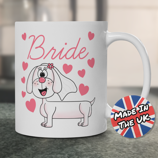 Dachshund Bride Mug - Dog Lover Wedding Mug - Cute Hen Party Gift