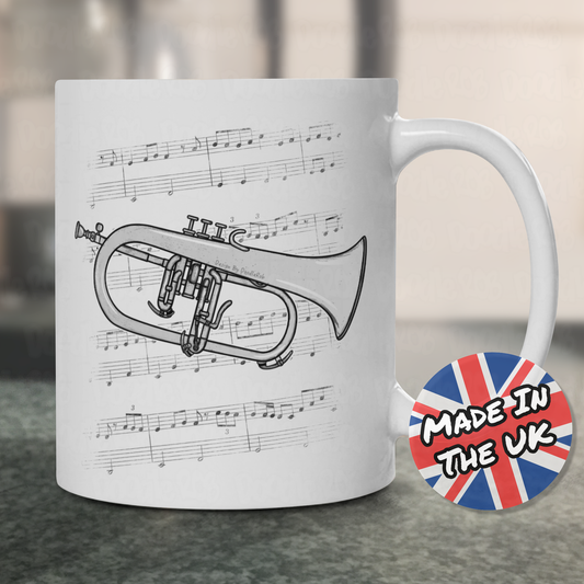 Flugelhorn Music Notation Mug - Gift For Horn Player - Brass Musician Gift