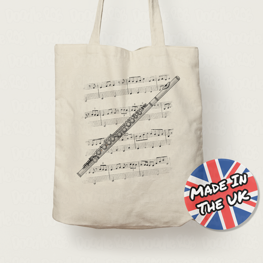 Flute Tote Bag - Gift For Flautist - Woodwind Musician Gift
