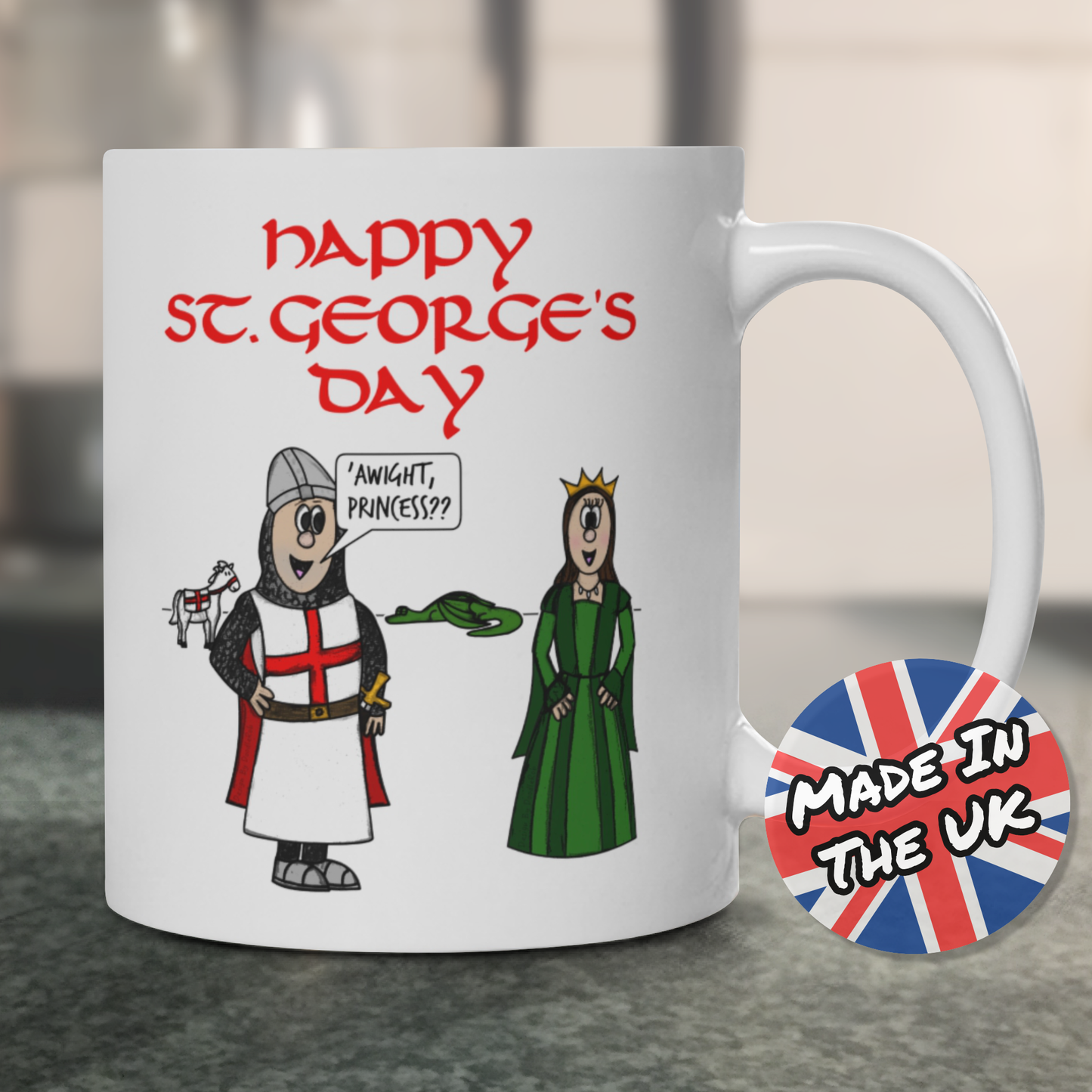 St George's Day Mug - George And The Dragon - Funny English Gift