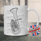 Tenor Horn Music Notation Mug - Gift For Horn Player - Brass Musician Gift