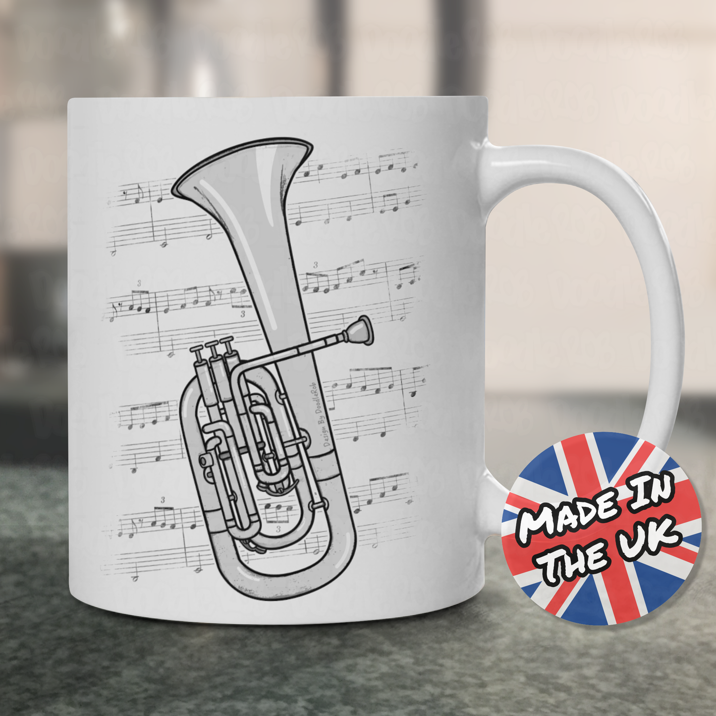 Tenor Horn Music Notation Mug - Gift For Horn Player - Brass Musician Gift