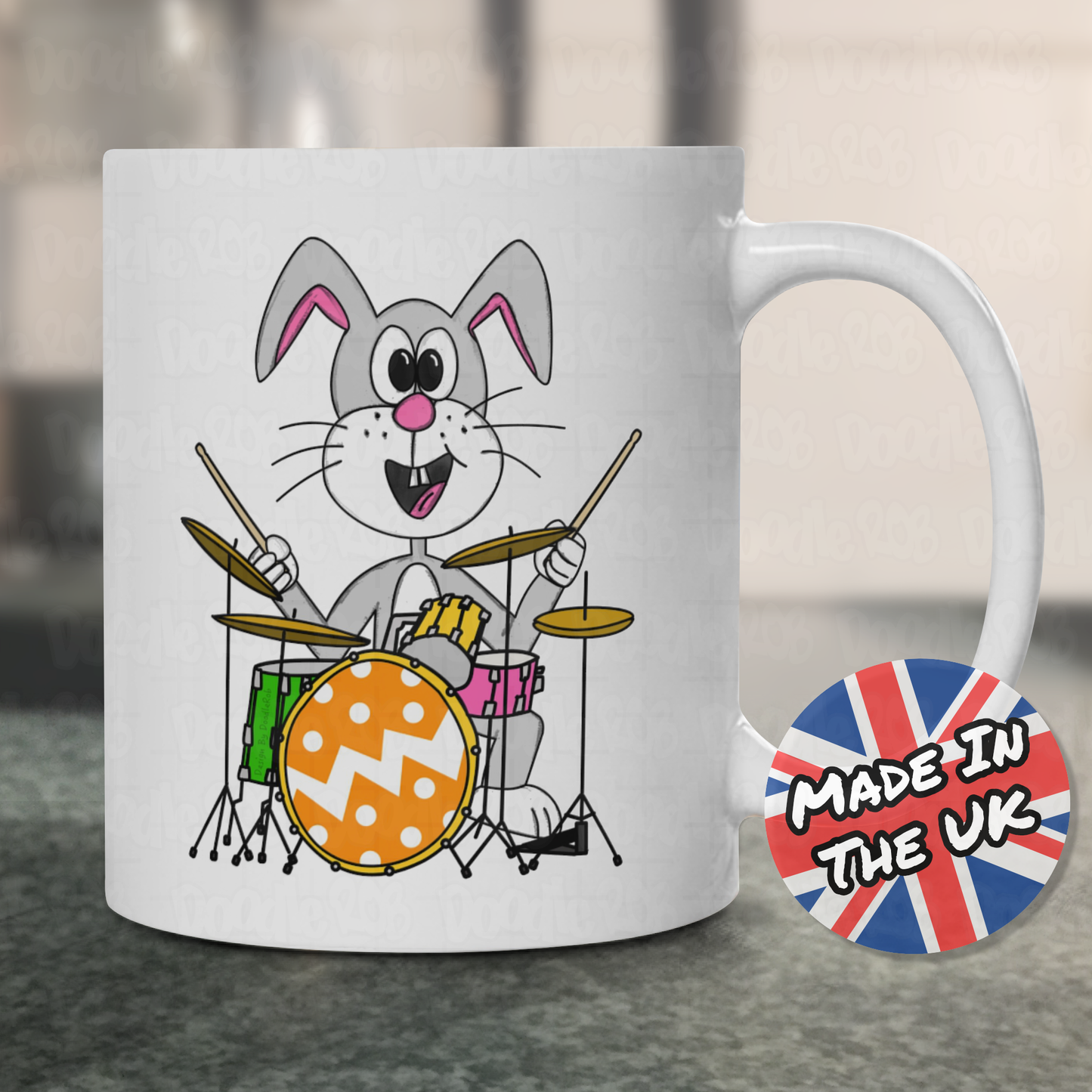 Easter Drummer Mug - Easter Bunny Playing Drums - Easter Gift For Kids