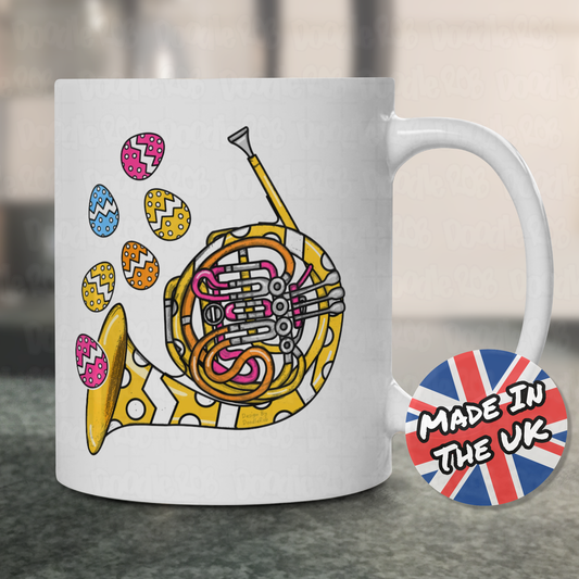 Easter French Horn Mug - Brass Player Mug - Easter Musician Gift