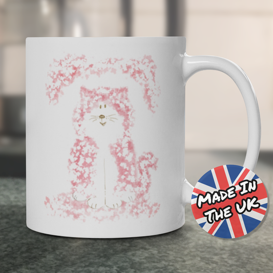 Floral Cat Mug - Cherry Blossom Cat Gift For Her