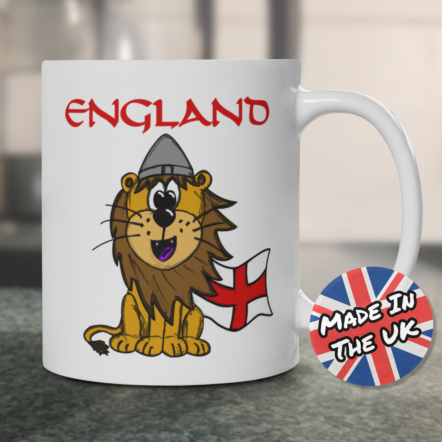 St George's Day Mug - Lion With English Flag - Patriotic England Mug