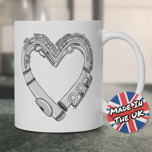 Flute Mug - Heart Shaped Flute - Flautist Mug - Flute Gift For Her