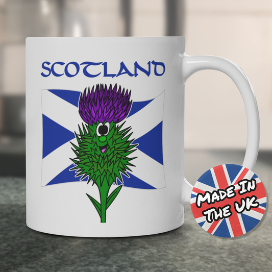 Scottish Flag Thistle Mug - Patriotic Scotland Mug - St Andrew's Day Gift