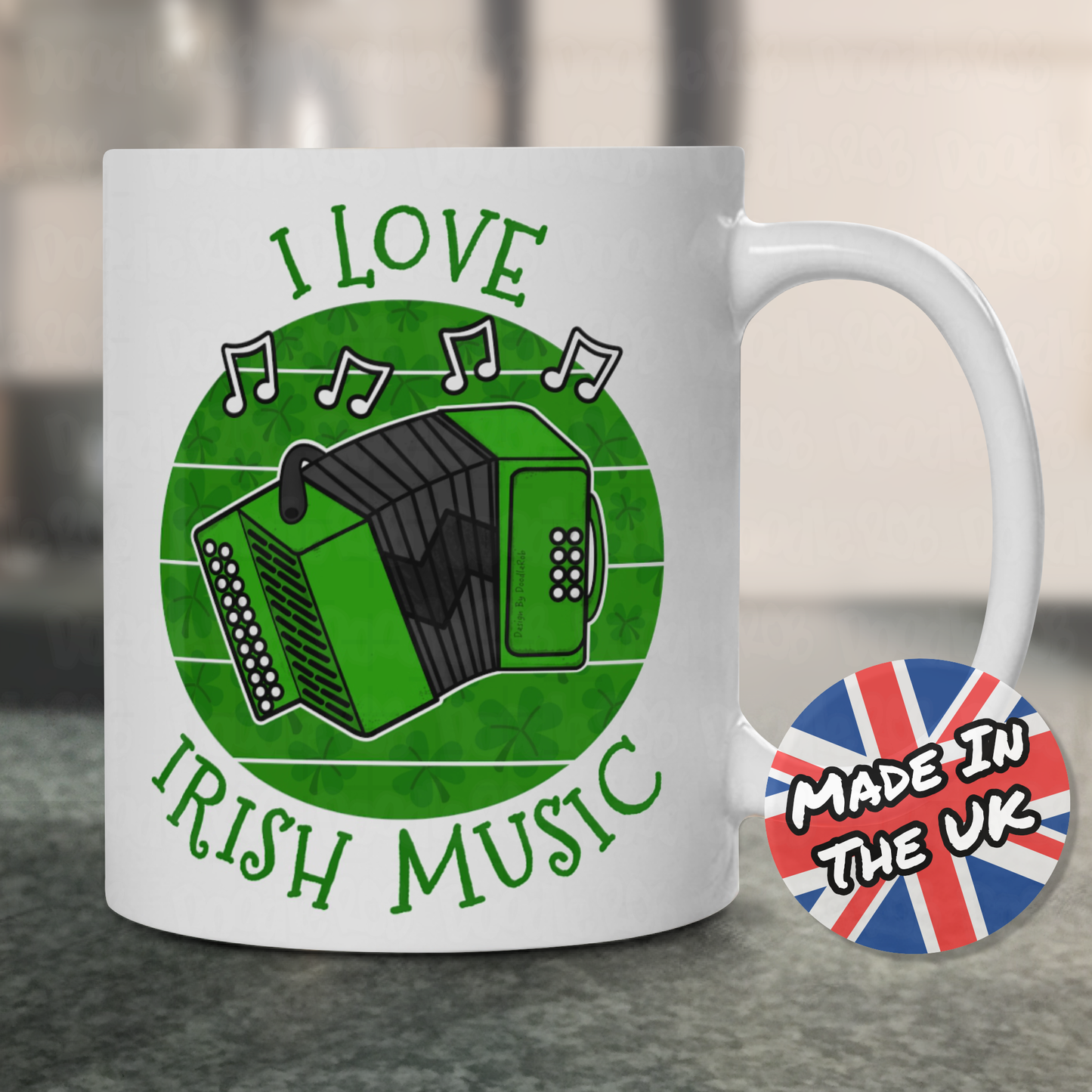Irish Accordion Mug - I Love Irish Music - Accordionist Mug - St Patrick's Day Gift