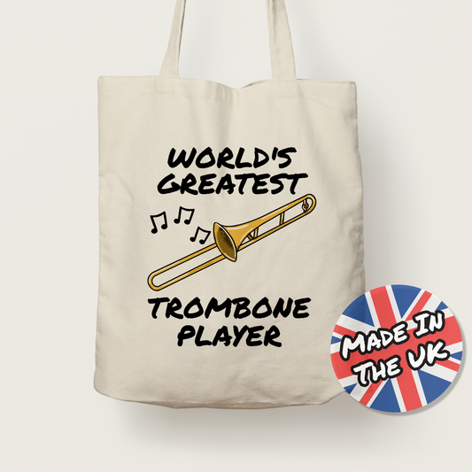 Trombone Tote Bag - World's Greatest Trombone Player - Gift For Trombonist