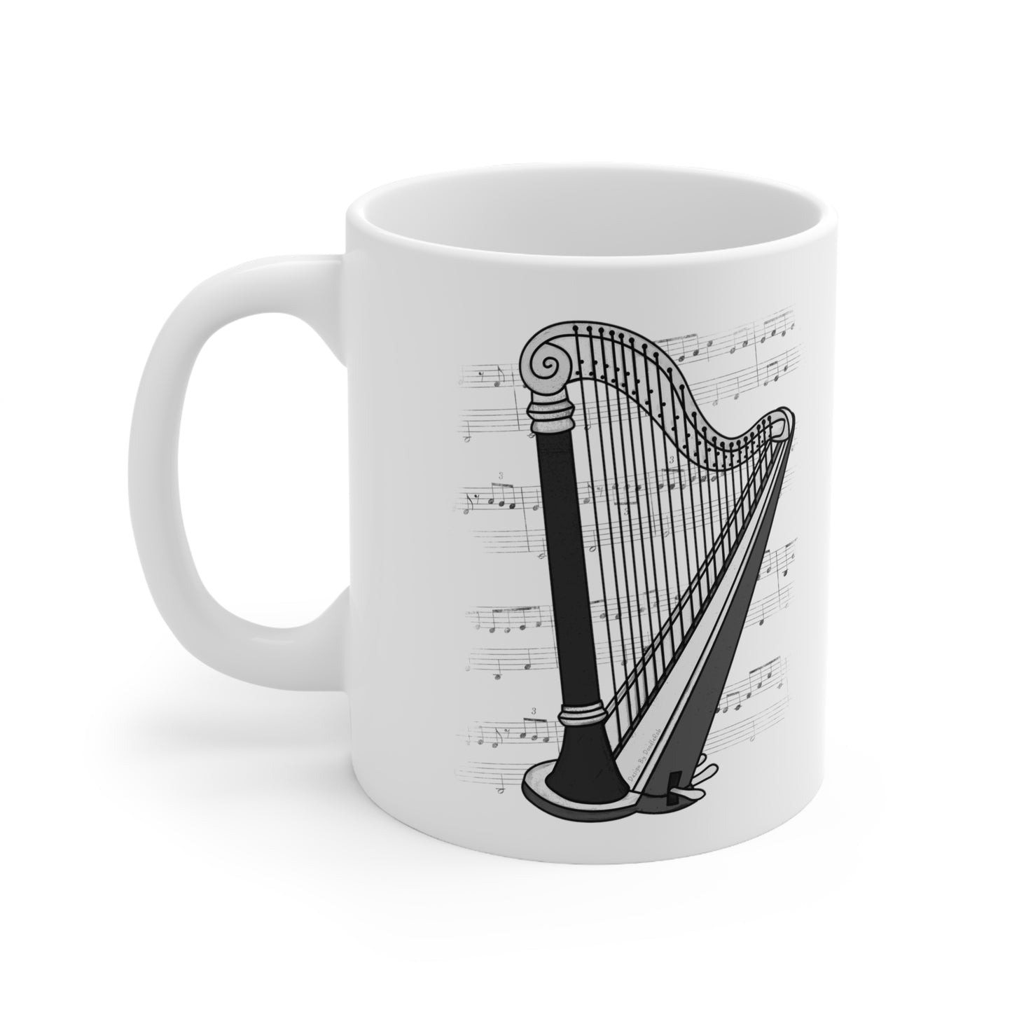Harp Music Notation Mug - Gift For Harpist - String Musician Gift