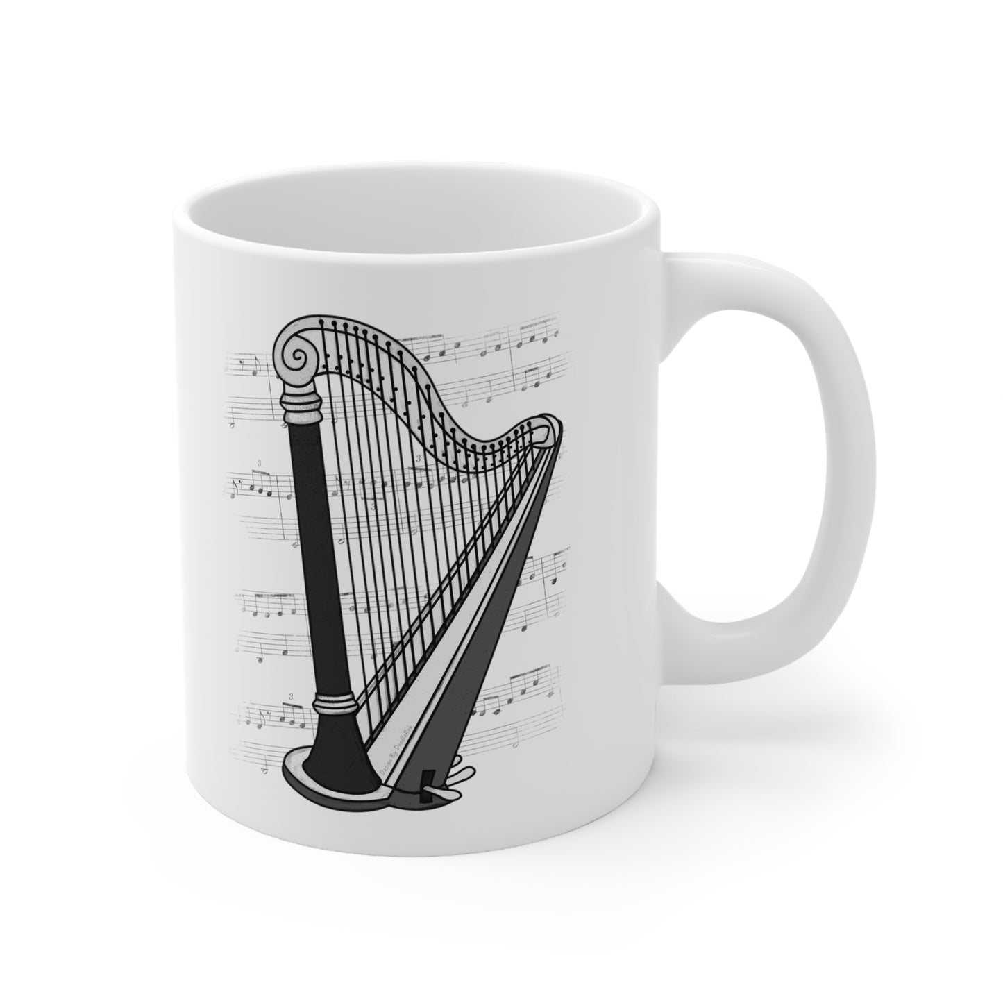 Harp Music Notation Mug - Gift For Harpist - String Musician Gift
