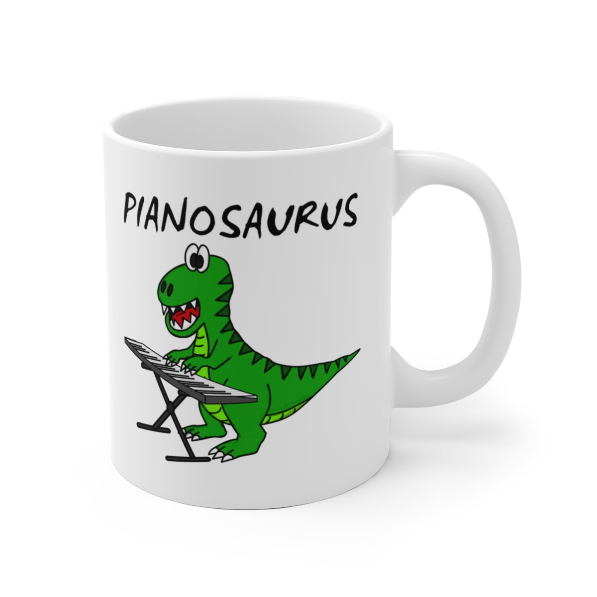 Dinosaur Piano Mug - T-Rex Playing Piano - Funny Gift For Pianist