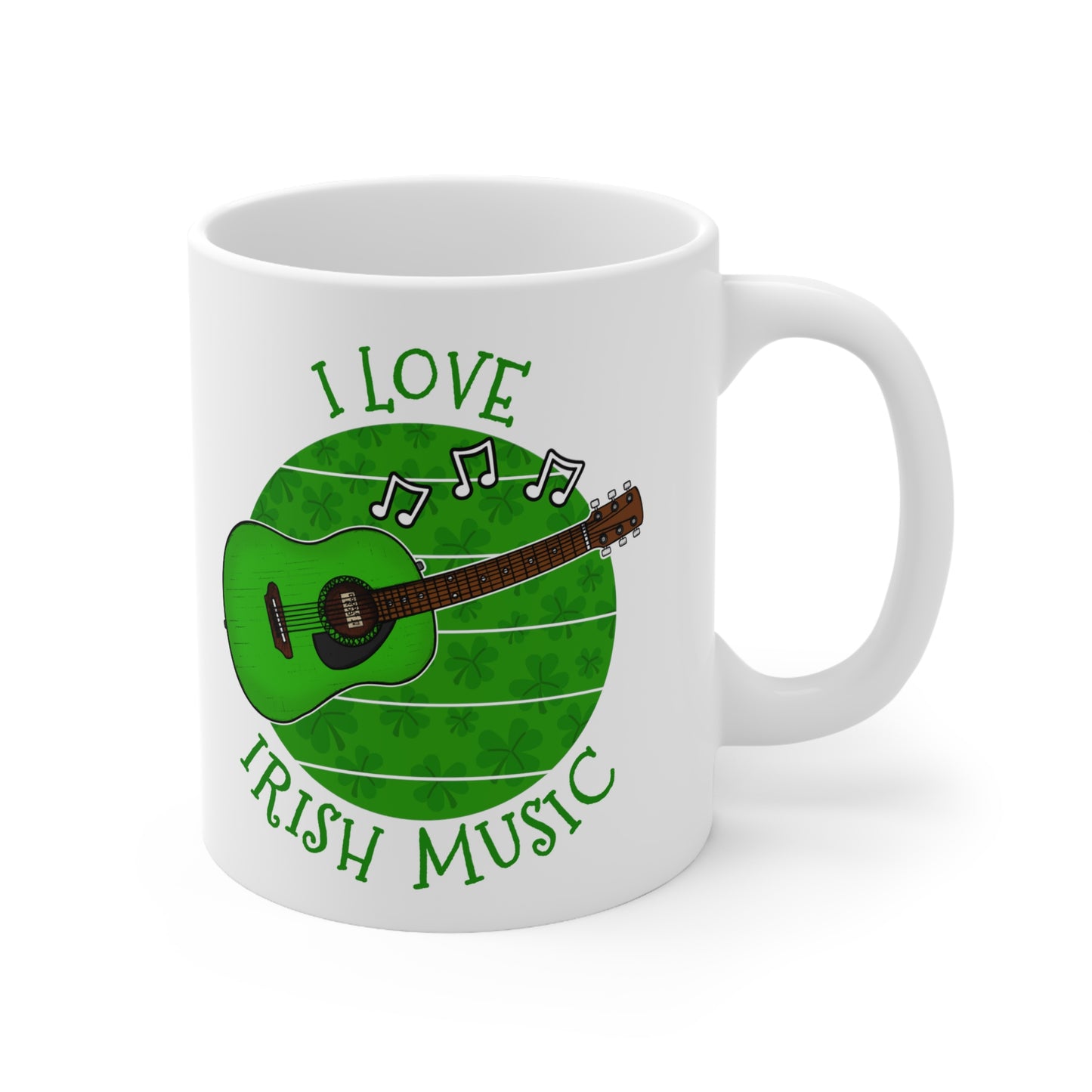 Irish Guitar Mug - I Love Irish Music - Acoustic Guitarist Mug - St Patrick's Day Gift