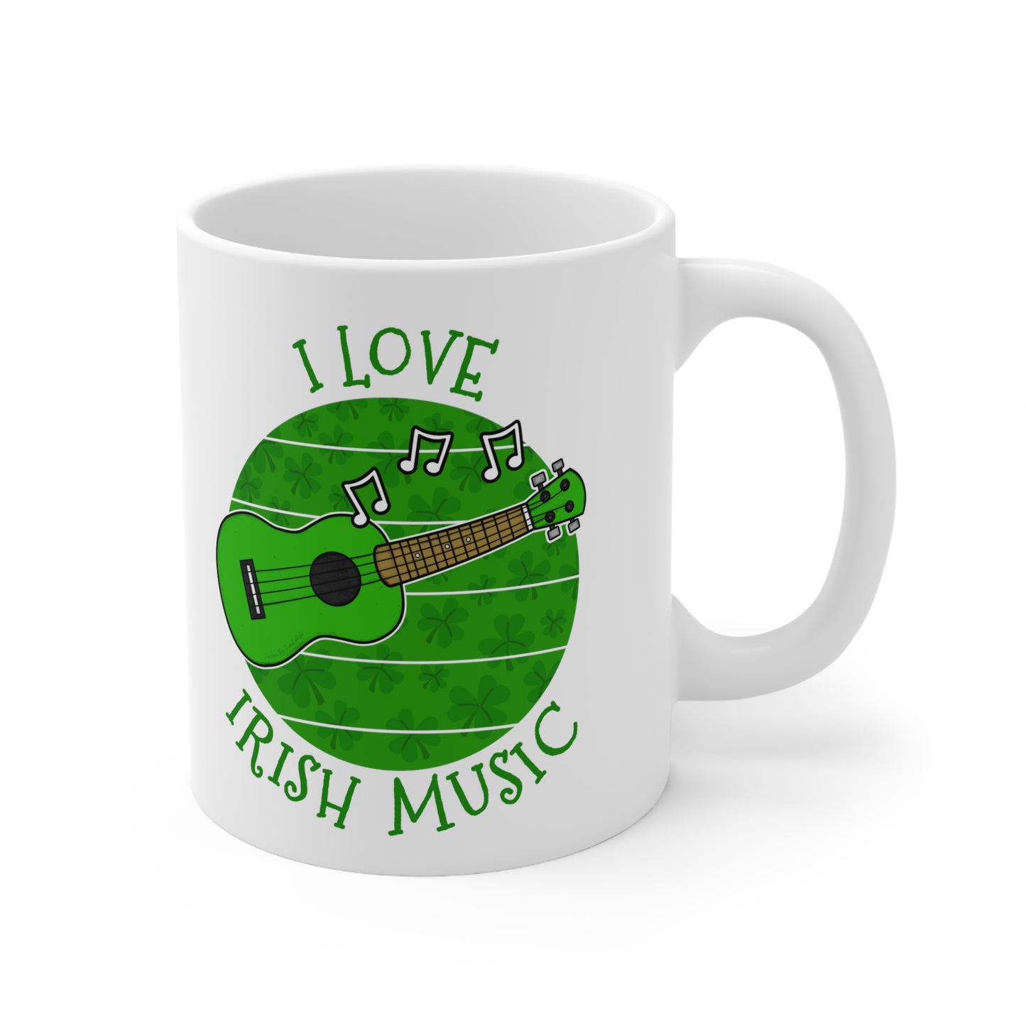 Irish Ukulele Mug - I Love Irish Music - Uke Player Mug - St Patrick's Day Gift