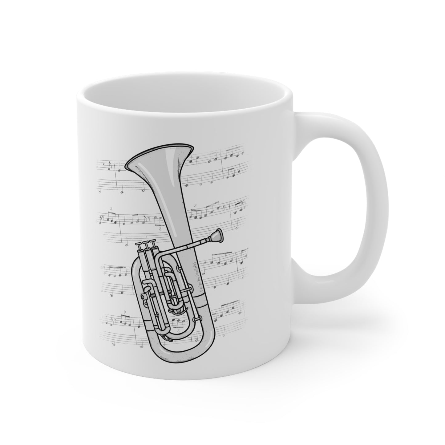 Tenor Horn Music Notation Mug - Gift For Horn Player - Brass Musician Gift
